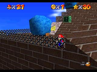 Super Mario 64 sur N64 - Niveau 2 : Forteresse de Whomp - Pièces et généralités