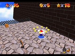 Super Mario 64 sur N64 - Niveau 2 : Forteresse de Whomp - Pièces et généralités