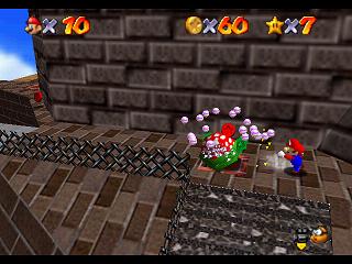 Super Mario 64 sur N64 - Niveau 2 : Forteresse de Whomp - Pièces et généralités