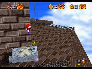 Super Mario 64 sur N64 - Niveau 2 : Forteresse de Whomp - Pièces et généralités