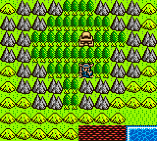 un sanctuaire perdu sur la carte Le test de Dragon Warrior I & II sur Game Boy Color