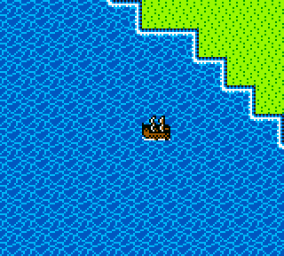Le bateau, perdu en pleine mer Le test de Dragon Warrior I & II sur Game Boy Color