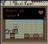 Zelda oracle of ages sur Game boy color : Les quarts de coeur