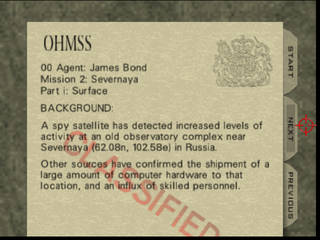 ゴールデンアイ 007 (N64) -  ミッション 2 : Severnaya - パート i : Surface