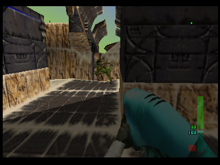 PerfectDark 007 sur Nintendo 64 - Agent Mission 9 : Skedar - part 1 : Skedar Ruins: Battle Shrine PerfectDark 007 sur Nintendo 64 - Agent Mission 9 : Skedar - part 1 : Skedar Ruins: Battle Shrine