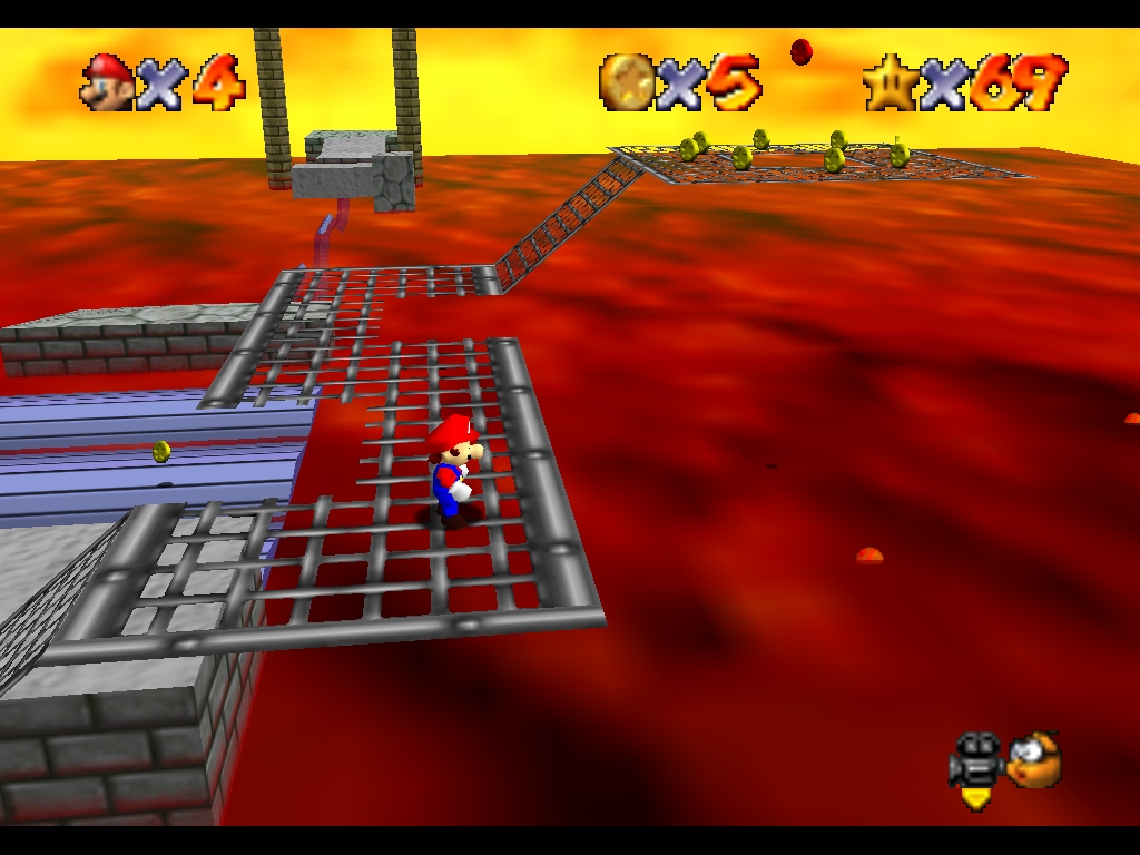 Super Mario 64 sur N64 - Le deuxième monde de Bowser - Bowser des laves Super Mario 64 sur N64 - Le deuxième monde de Bowser - Bowser des laves