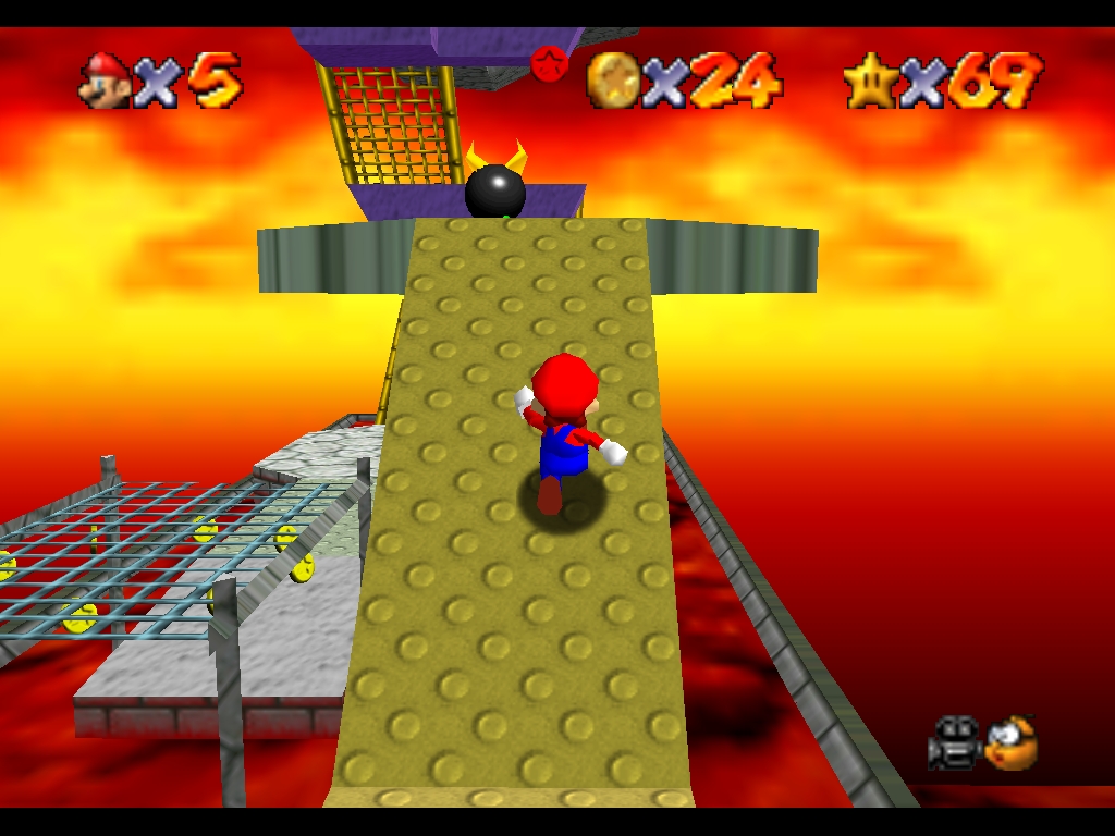 Super Mario 64 sur N64 - Le deuxième monde de Bowser - Bowser des laves Super Mario 64 sur N64 - Le deuxième monde de Bowser - Bowser des laves