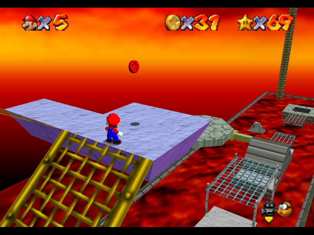 Super Mario 64 sur N64 - Le deuxième monde de Bowser - Bowser des laves Super Mario 64 sur N64 - Le deuxième monde de Bowser - Bowser des laves
