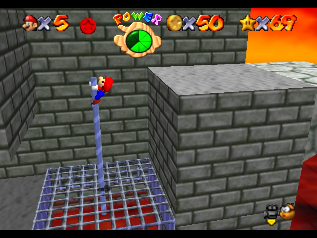 Super Mario 64 sur N64 - Le deuxième monde de Bowser - Bowser des laves Super Mario 64 sur N64 - Le deuxième monde de Bowser - Bowser des laves