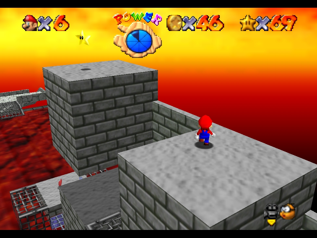 Super Mario 64 sur N64 - Le deuxième monde de Bowser - Bowser des laves Super Mario 64 sur N64 - Le deuxième monde de Bowser - Bowser des laves