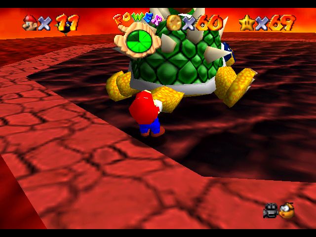 Super Mario 64 sur N64 - Le deuxième monde de Bowser - Bowser des laves Super Mario 64 sur N64 - Le deuxième monde de Bowser - Bowser des laves