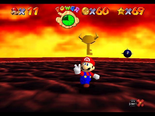 Super Mario 64 sur N64 - Le deuxième monde de Bowser - Bowser des laves Super Mario 64 sur N64 - Le deuxième monde de Bowser - Bowser des laves