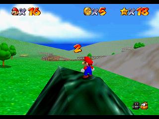 Super Mario 64 sur N64 - Niveau 1 : Bataille de Bob-Omb - Pièces et généralités