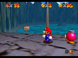 Super Mario 64 sur N64 - Niveau 3 : Baie des pirates - Pièces et généralités
