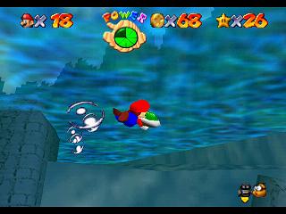Super Mario 64 sur N64 - Niveau 3 : Baie des pirates - Pièces et généralités