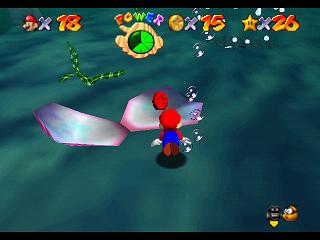 Super Mario 64 sur N64 - Niveau 3 : Baie des pirates - Pièces et généralités