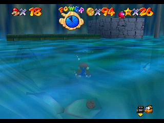 Super Mario 64 sur N64 - Niveau 3 : Baie des pirates - Pièces et généralités