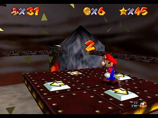 Super Mario 64 sur N64 - Niveau 6 : Hazy Maze Cave - Pièces et généralités Super Mario 64 sur N64 - Niveau 6 : Hazy Maze Cave - Pièces et généralités