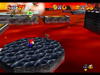 Super Mario 64 sur N64 - Niveau 7 : Laves fatales - Pièces et généralités Super Mario 64 sur N64 - Niveau 7 : Laves fatales - Pièces et généralités