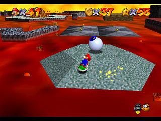 Super Mario 64 sur N64 - Niveau 7 : Laves fatales - Pièces et généralités Super Mario 64 sur N64 - Niveau 7 : Laves fatales - Pièces et généralités