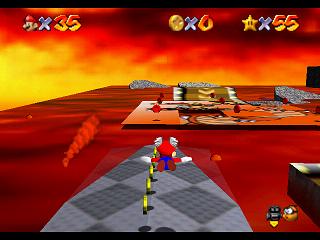 Super Mario 64 sur N64 - Niveau 7 : Laves fatales - Pièces et généralités Super Mario 64 sur N64 - Niveau 7 : Laves fatales - Pièces et généralités