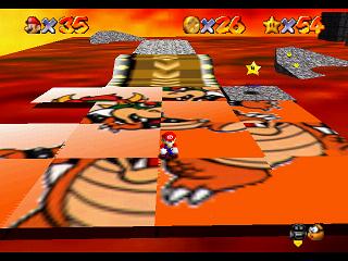 Super Mario 64 sur N64 - Niveau 7 : Laves fatales - Pièces et généralités Super Mario 64 sur N64 - Niveau 7 : Laves fatales - Pièces et généralités
