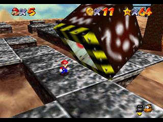 Super Mario 64 sur N64 - Niveau 8 : Sables trop mouvants - Pièces et généralités
