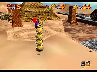 Super Mario 64 sur N64 - Niveau 8 : Sables trop mouvants - Pièces et généralités