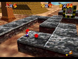 Super Mario 64 sur N64 - Niveau 8 : Sables trop mouvants - Pièces et généralités