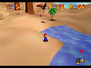 Super Mario 64 sur N64 - Niveau 8 : Sables trop mouvants - Pièces et généralités