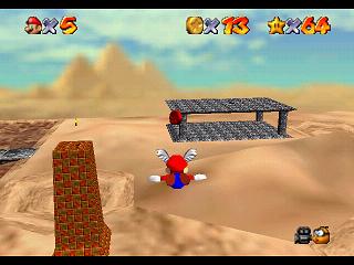 Super Mario 64 sur N64 - Niveau 8 : Sables trop mouvants - Pièces et généralités