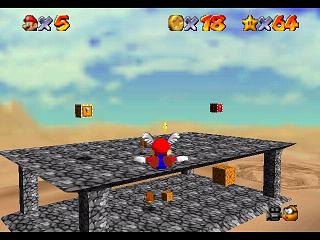 Super Mario 64 sur N64 - Niveau 8 : Sables trop mouvants - Pièces et généralités