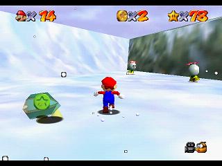 Super Mario 64 sur N64 - Niveau 10 : Chez le roi des Neiges - Pièces et généralités