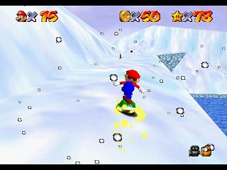 Super Mario 64 sur N64 - Niveau 10 : Chez le roi des Neiges - Pièces et généralités
