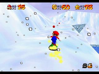 Super Mario 64 sur N64 - Niveau 10 : Chez le roi des Neiges - Pièces et généralités