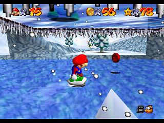 Super Mario 64 sur N64 - Niveau 10 : Chez le roi des Neiges - Pièces et généralités