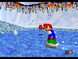 Super Mario 64 sur N64 - Niveau 10 : Chez le roi des Neiges - Pièces et généralités