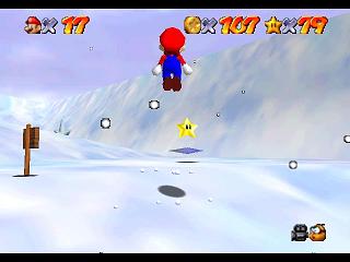 Super Mario 64 sur N64 - Niveau 10 : Chez le roi des Neiges - Pièces et généralités