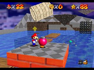 Super Mario 64 sur N64 - Niveau 11 : Wet-Dry World - Pièces et généralités