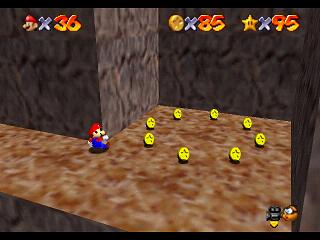 Super Mario 64 sur N64 - Niveau 12 : Trop haute montagne - Pièces et généralités Super Mario 64 sur N64 - Niveau 12 : Trop haute montagne - Pièces et généralités