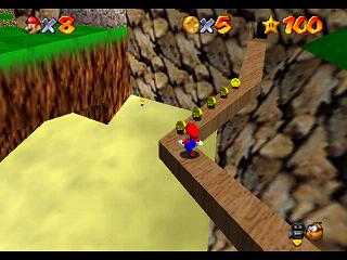 Super Mario 64 sur N64 - Niveau 13 : Ile Grands-Petits - Pièces et généralités Super Mario 64 sur N64 - Niveau 13 : Ile Grands-Petits - Pièces et généralités