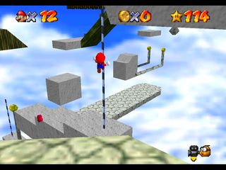 Super Mario 64 sur N64 - Niveau 15 : Rainbow Ride - Pièces et généralités