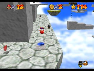 Super Mario 64 sur N64 - Niveau 15 : Rainbow Ride - Pièces et généralités