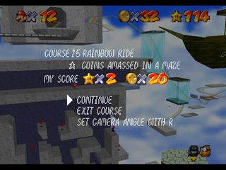 Super Mario 64 sur N64 - Niveau 15 : Rainbow Ride - Pièces et généralités