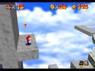 Super Mario 64 sur N64 - Niveau 15 : Rainbow Ride - Pièces et généralités