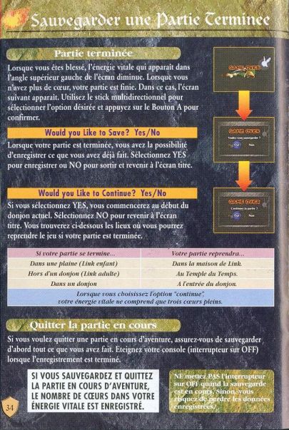 Zelda Ocarina Of Time Master Quest : N64 version manual