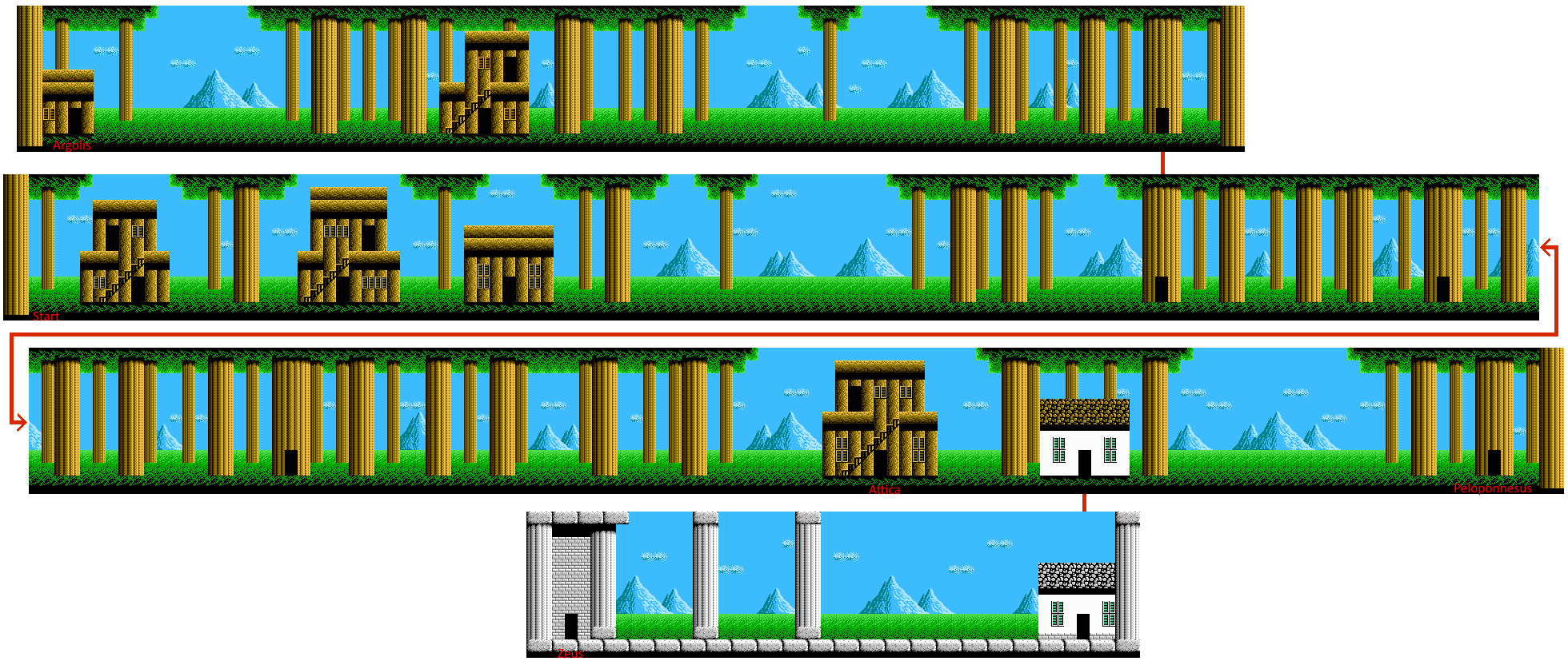 The Battle Of Olympus sur Nes, carte - Arcadie : Le plan