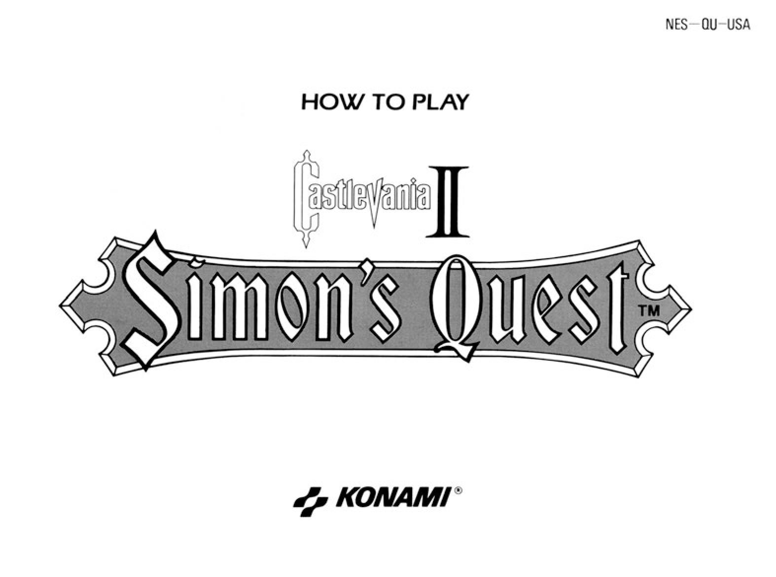Nes의 Castlevania 2 - Simon's Quest: 설명서