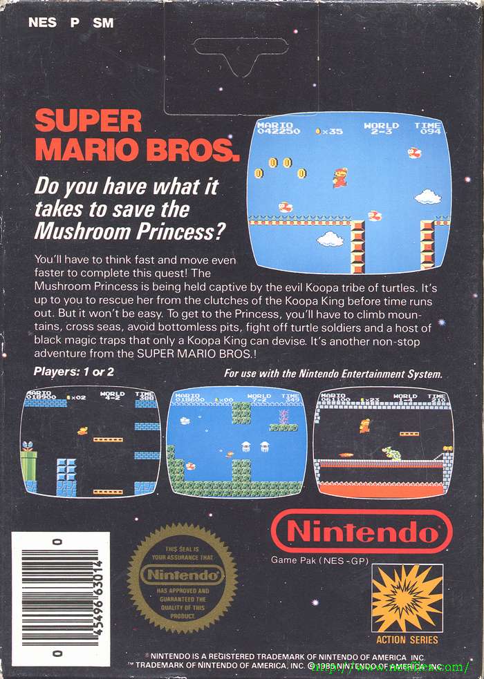 Super Mario Bros 1 sur nes : la boite et la cartouche