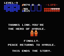 The Legend Of Zelda I sur Nes (mini) - l'Epilogue de la quête 1